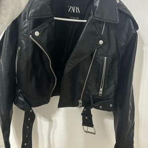 Zara black leather jacket